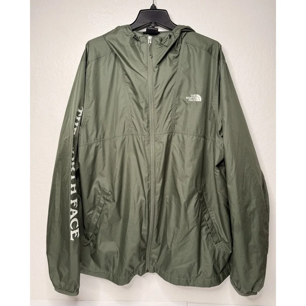 The North Face Windbreaker Jacket Men's Size XXL Green Big & Tall Hiking Camping